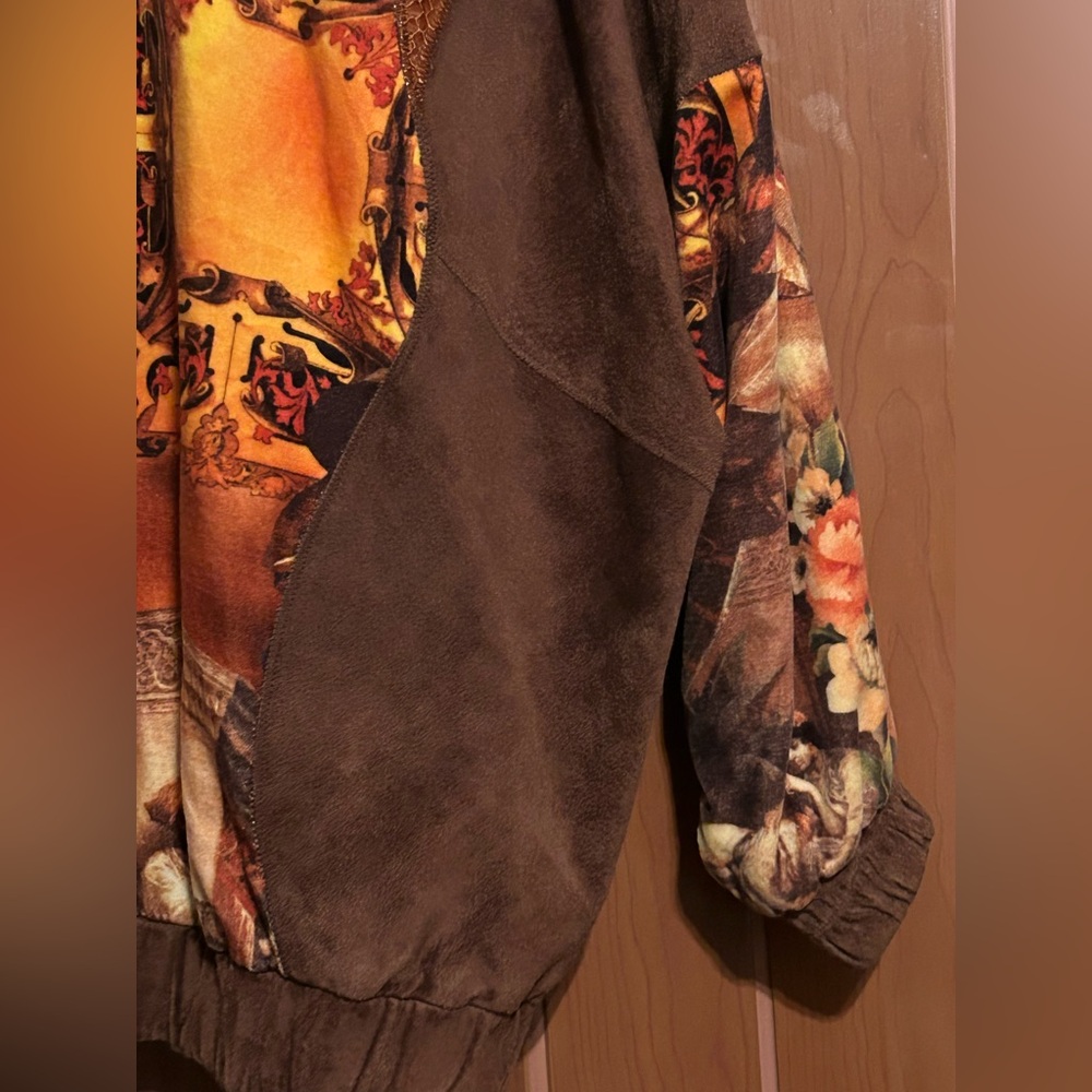 Julian K Vintage Oversized Leather & Cotton Jacket Middle Eastern Design Size S - Picture 15 of 16